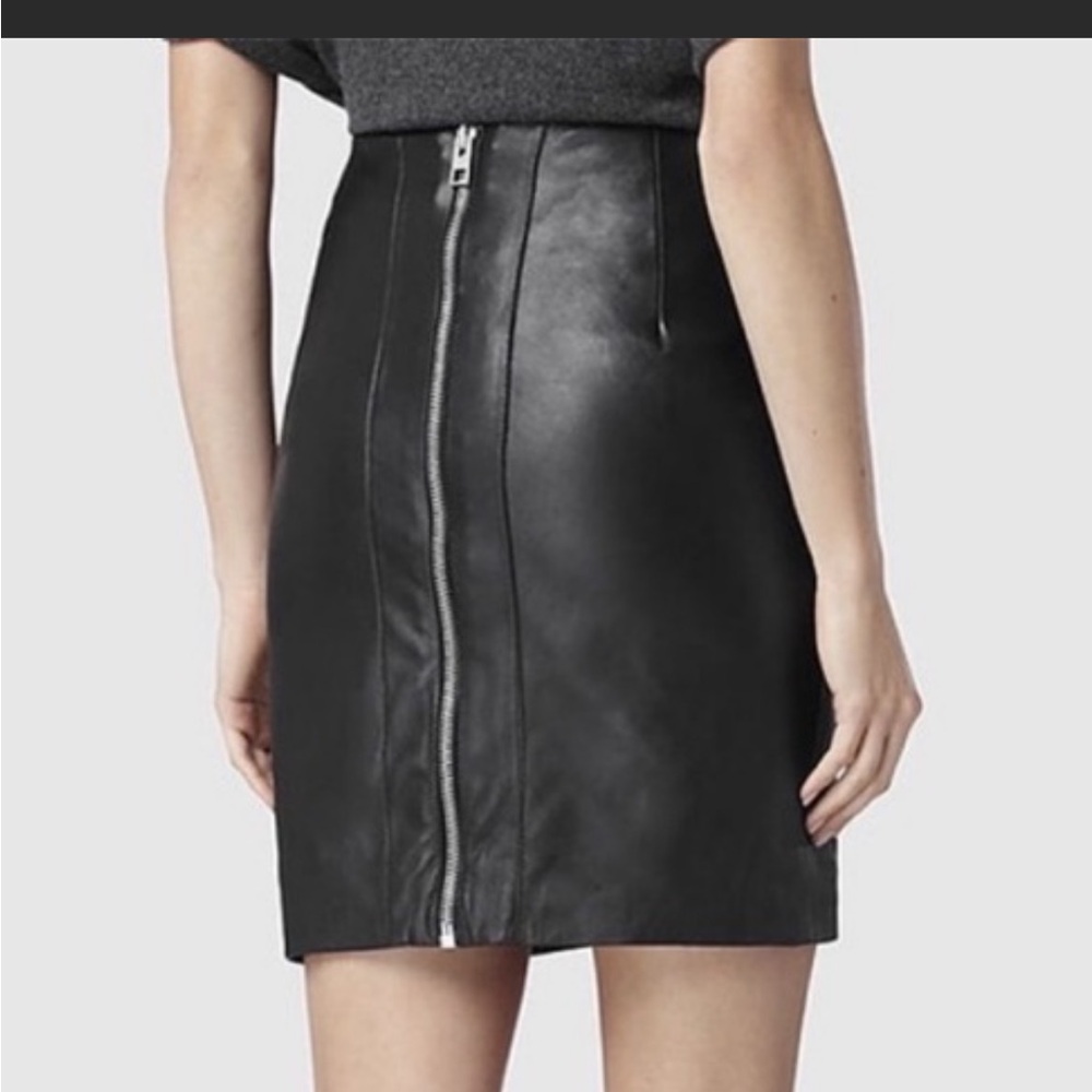 Allsaints leather pencil skirt with full zip closure